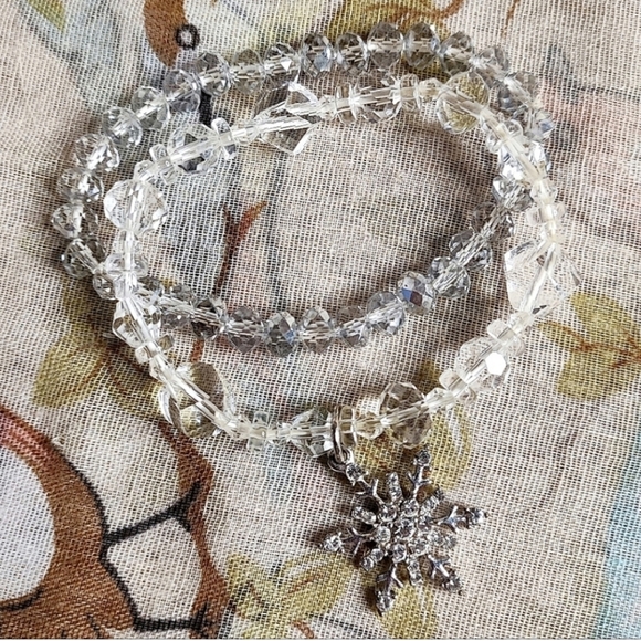 Large SNOWFLAKE Brilliant Clear Rhinestone Gold Tone Dual Link Chain Necklace - Picture 12 of 12